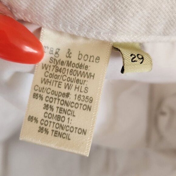 Rag & Bone Marilyn Crop Flare Jeans White Frayed Hem High Waisted Rise Size 29 - Picture 8 of 12